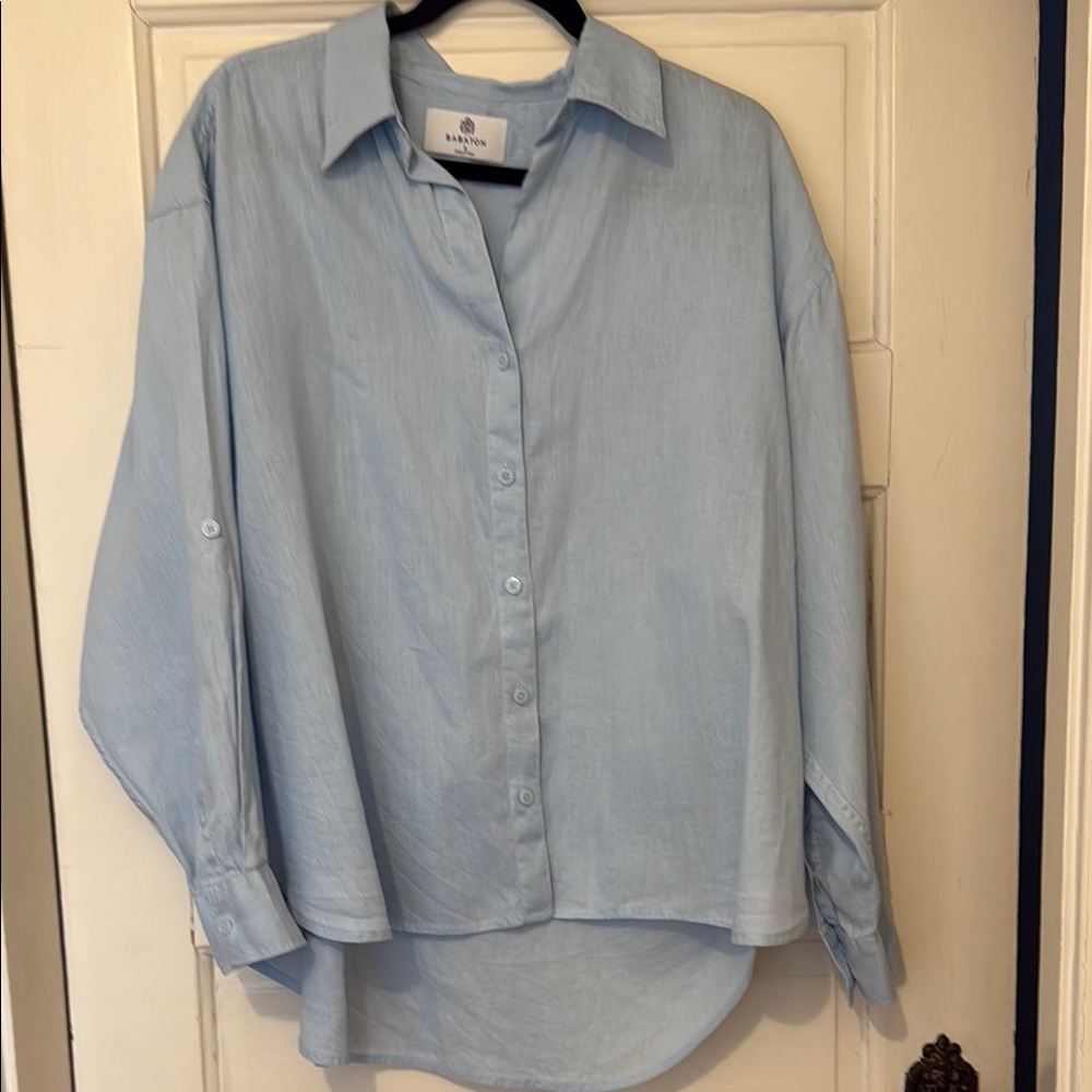 Babaton Sky Blue Casual Shirt